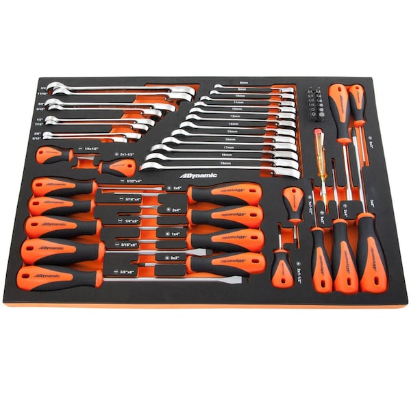 Tools 41Pcs Screwdriver & Ratcheting Wrench Set W/ Foam Tool Organizer